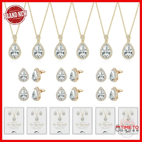 Bridesmaid Jewelry Set with Necklace Earrings Gift Box 6 Sets